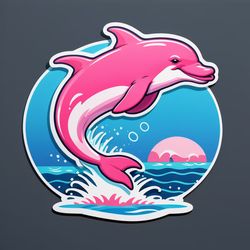粉紅色海豚在河中躍躍欲進 sticker