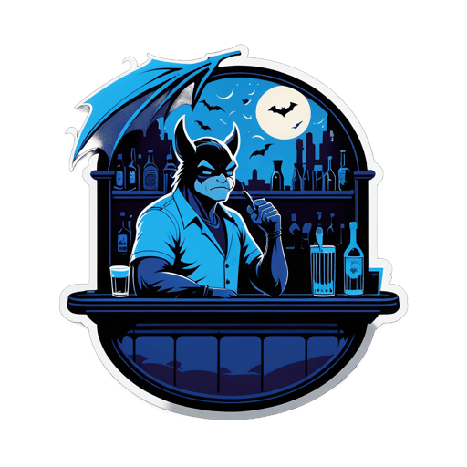 Blues Bat với cảnh quán bar ánh sáng mờ sticker