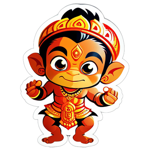 cute playing hanuman god sticker