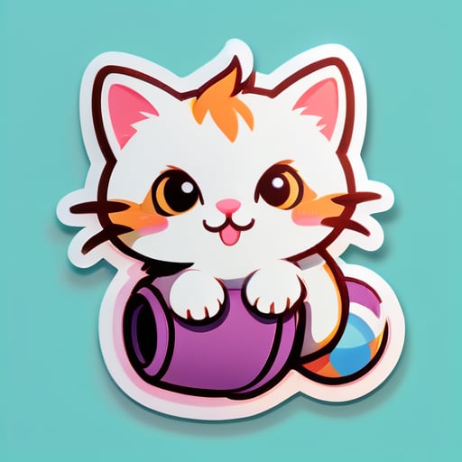 Rolling cute kitten sticker