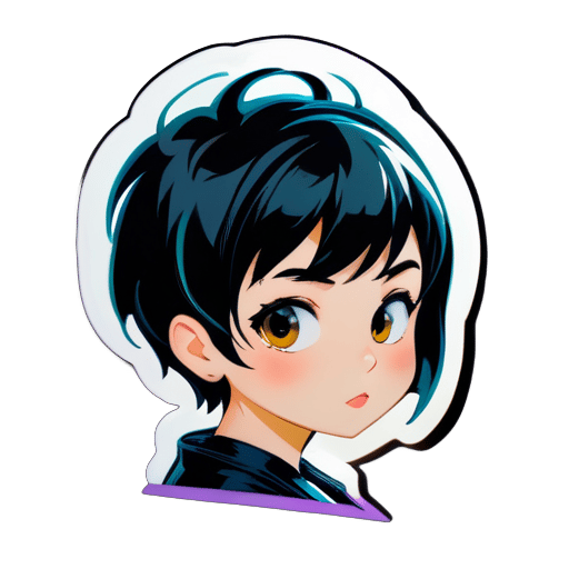 Cool short-haired girl with black hair sticker
