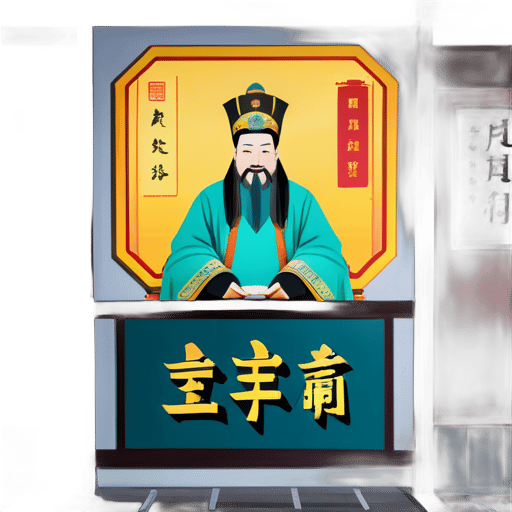 In the middle of a highway entrance sits an ancient Chinese emperor named Qin Shi Huang next to a screen displaying three letters "ETC." sticker