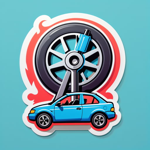 Car Jack and Wrench sticker