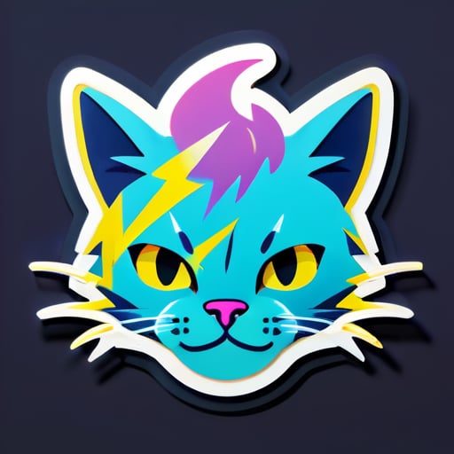 Cat face, lightning sticker