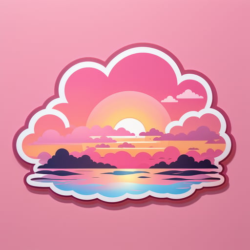 Nubes rosadas a la deriva al atardecer sticker