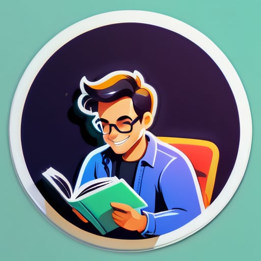 Un homme lisant un livre sticker