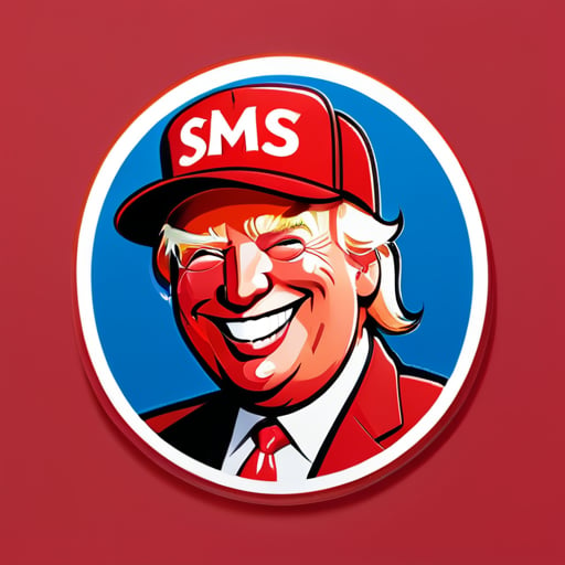 Donald Trump Smiling Wearing a red hat that says $MSS sticker
