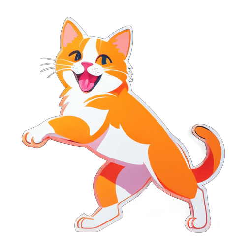 a cat dancing with a dog sticker