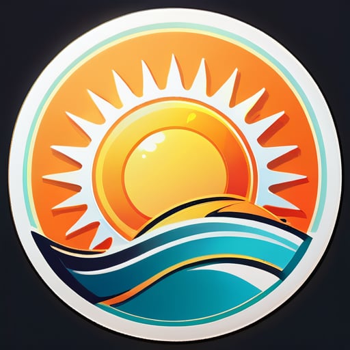 회사 로고에 'D. Solar'이라는 이름이 있는 로고, 역동적인 태양, 햇빛, 고급스러운, 희망적인, 이미지가 풍부한 sticker