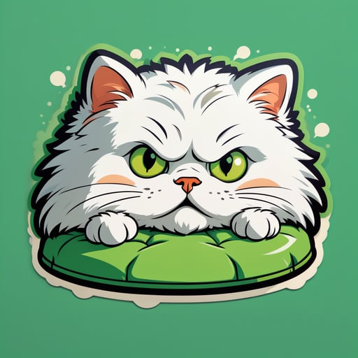 Frightened Cat under Bed: Puffed-up fur, wide green eyes, hiding. sticker