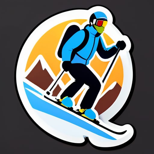 Mann, der auf einem Berg Ski fährt sticker