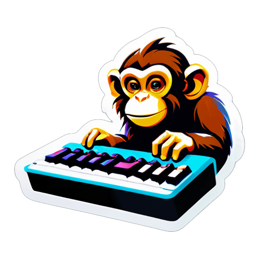猿がRGBキーボードでタイプします sticker