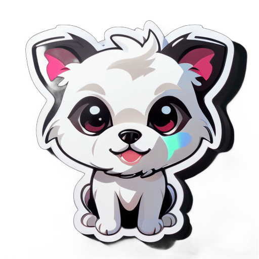 cute white dog with black glass sticker