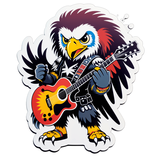 Águila emo con guitarra sticker
