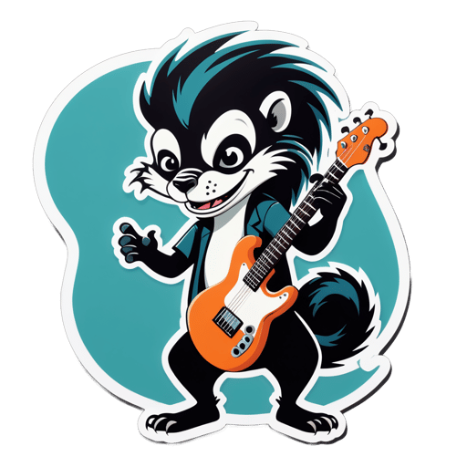 Ska Skunk mit Gitarre sticker