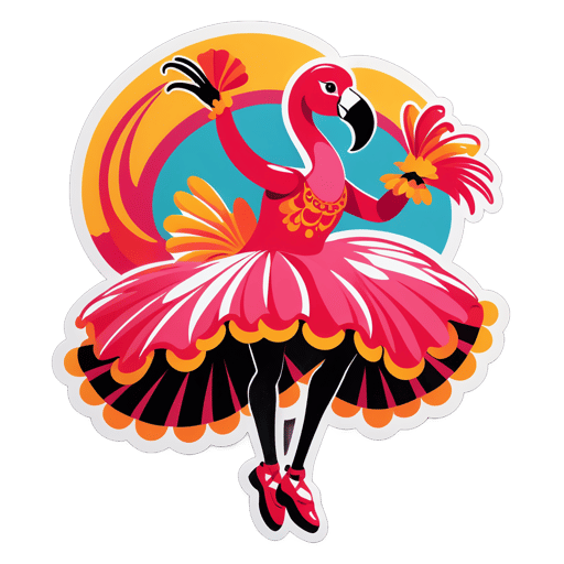 Flamenco Flamingo con Castañuelas sticker