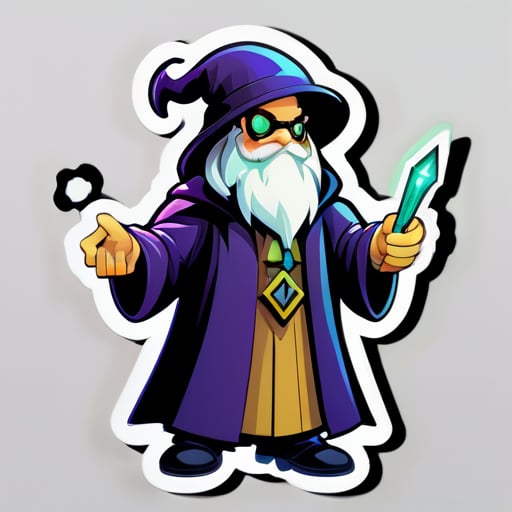 generate a hacker wizard sticker in comic version
 sticker