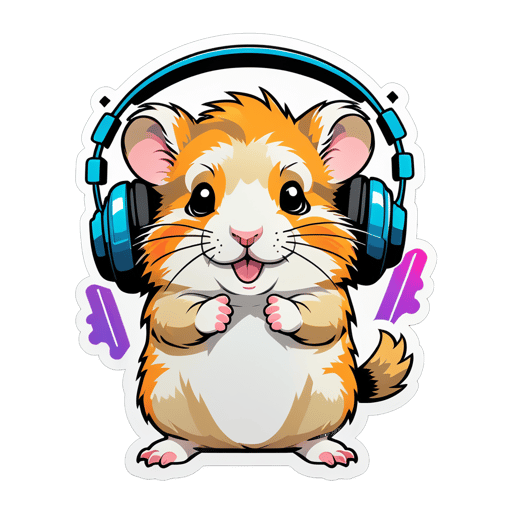Casa Hamster con Auriculares sticker