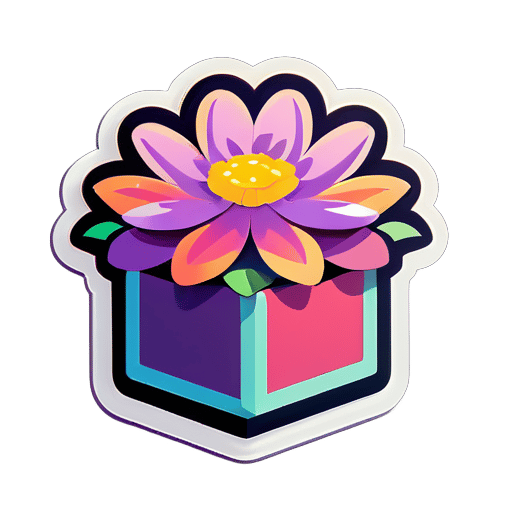 Một chiếc hộp mở trên một bông hoa sticker