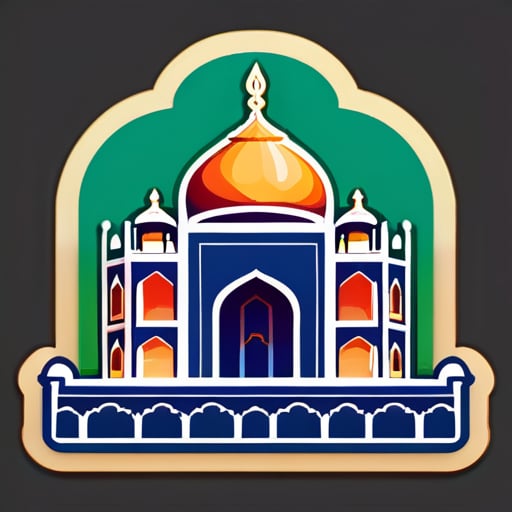 Tạo sticker của Taj Mahal với hình ảnh Babur trên đỉnh mộ sticker