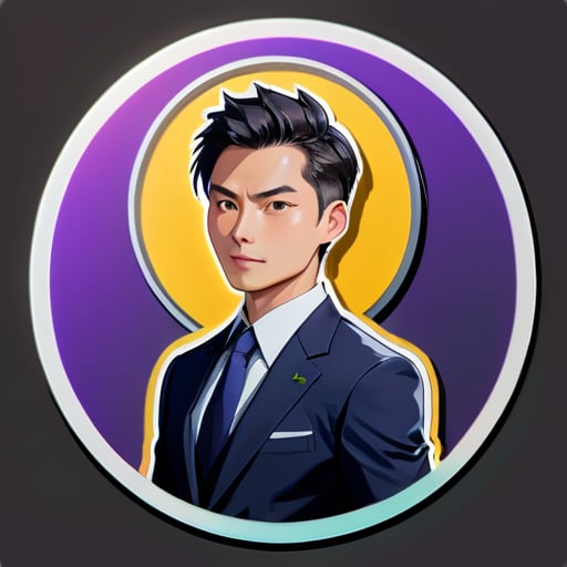 An intermediary in a suit image, only needs the upper body, Chinese image sticker