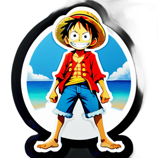 Create a sticker of Monkey D. Luffy from One Piece on the sea sticker