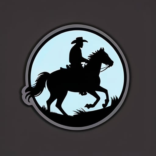 말을 타는 카우보이 실루엣 sticker