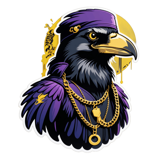 Rap Raven with Gold Chain sticker