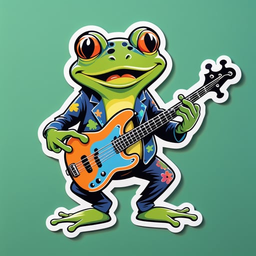 Funky Frog with Bass Guitar sticker
