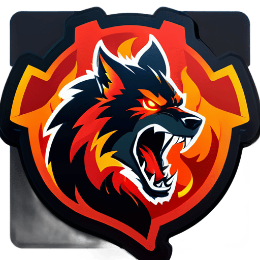 The logo features bold, fiery text for "FireStorm Gaming," with a stylized flame font evoking the intensity of Free Fire. The letter "O" in "Storm" is a target reticle, symbolizing accuracy. Behind the text, a silhouette of a fierce wolf with glowing red eyes represents strength and the competitive spirit of players. The color scheme includes fiery reds, oranges, and yellows for a dynamic feel. Th sticker