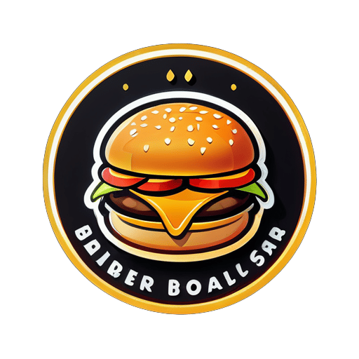 logo, a logo for a burger shop, food, dark background sticker