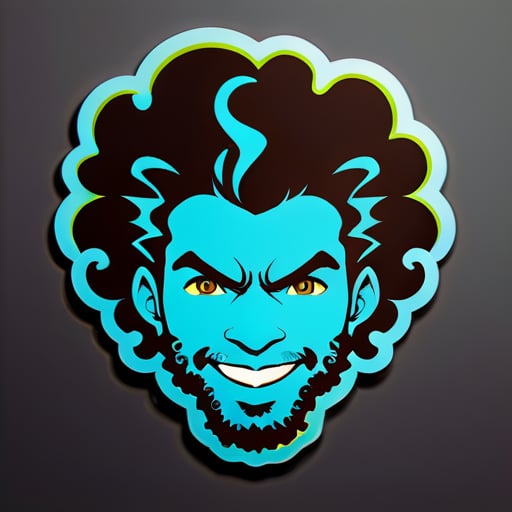electric intrested guy with curly hair sticker