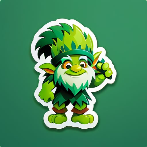 зеленый троль несет дерево на плече изображение в тексте "WoodTech" sticker