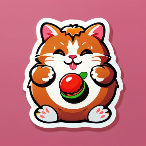 un gato gordo comiendo gulabjamun sticker