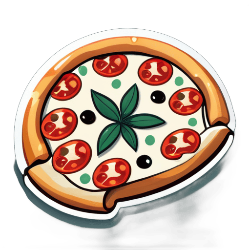 gerar um adesivo para uma pizzaria com imagens divertidas e realistas sticker