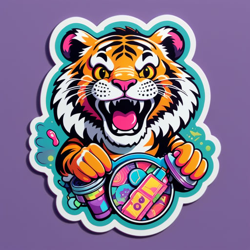 Trip Hop Tiger with Sampler sticker