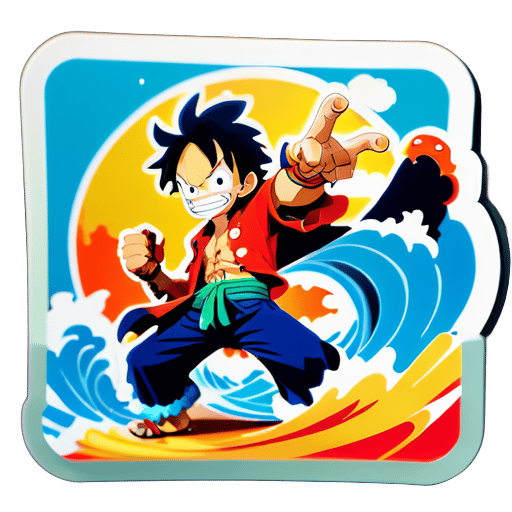 Luffy is fighting with Kaido in vano land    sticker