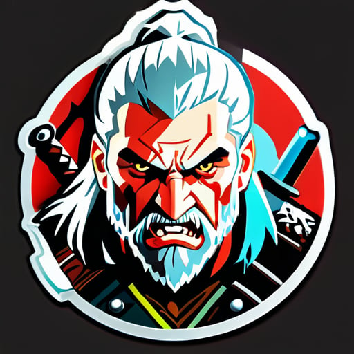 adesivo de Geralt zangado do witcher 3 sticker