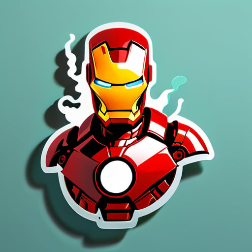 Half-body statue of Iron Man smoking sticker