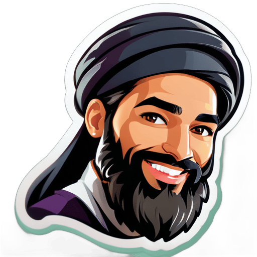 un hombre con una buena barba islámica se despide de todos sticker