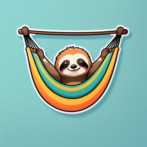 A sloth with a hammock in its left hand and a pillow in its right hand sticker