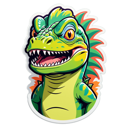 Alarmed Iguana Meme sticker
