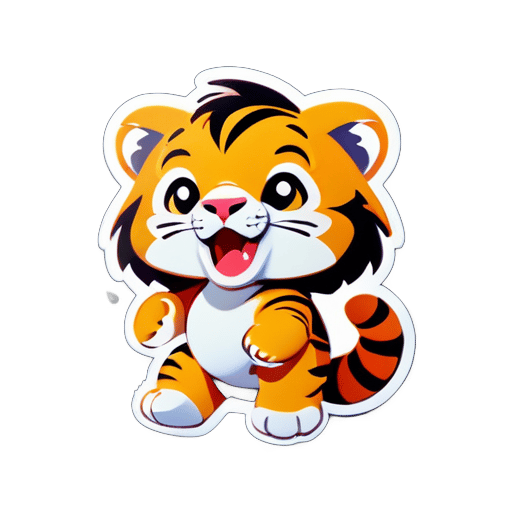 Un tigre miniature Q version animé sticker
