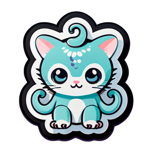 Cute octopus-styled cat sticker