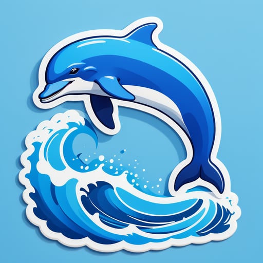 Delfín Azul Saltando sobre Olas sticker