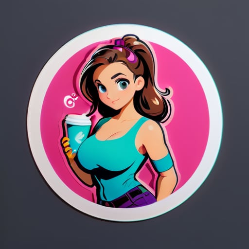 a girl with F cup sticker