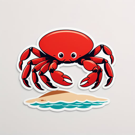 Crabe rouge rampant sur le rivage sticker