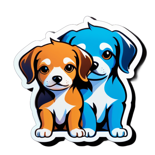 hai con chó nhỏ sticker