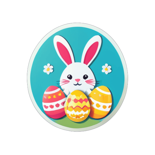 Easter, Eggs and Bunny
 sticker