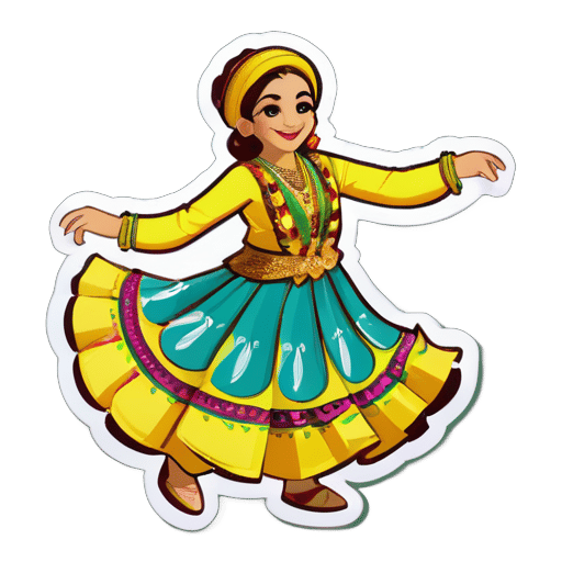 쿠르드 전통 의상을 입은 바나나 춤추는 모습 sticker